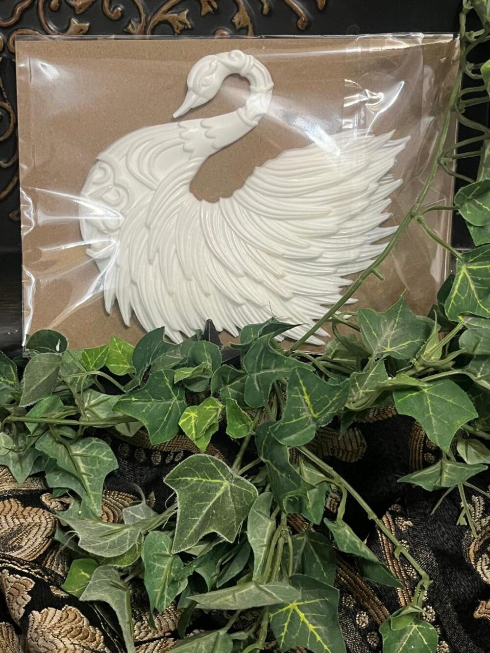Elegant Regal Swan Resin Applique